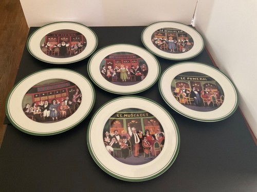 Les Cafes Williams Sonoma 10 3/4" Dinner Plate Set of 6 Guy Buffet - Picture 10 of 10