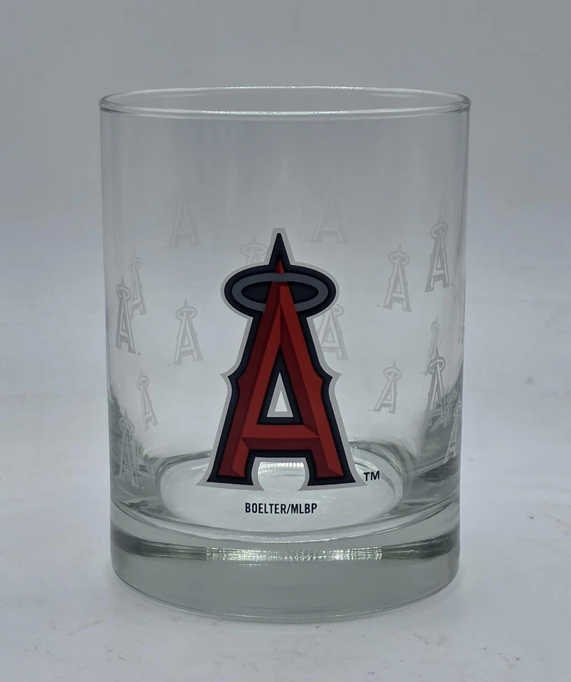Satin Etch Rocks Glass for Whiskey, Cocktails, Scotch, 14oz (Los Angeles Angels) - Image 2 of 3