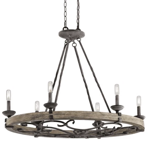 Люстра деревенская Kichler 43824WZC Taulbee 6 ламп 1 ярус - выветренный цинк - Изображение 2 из 2