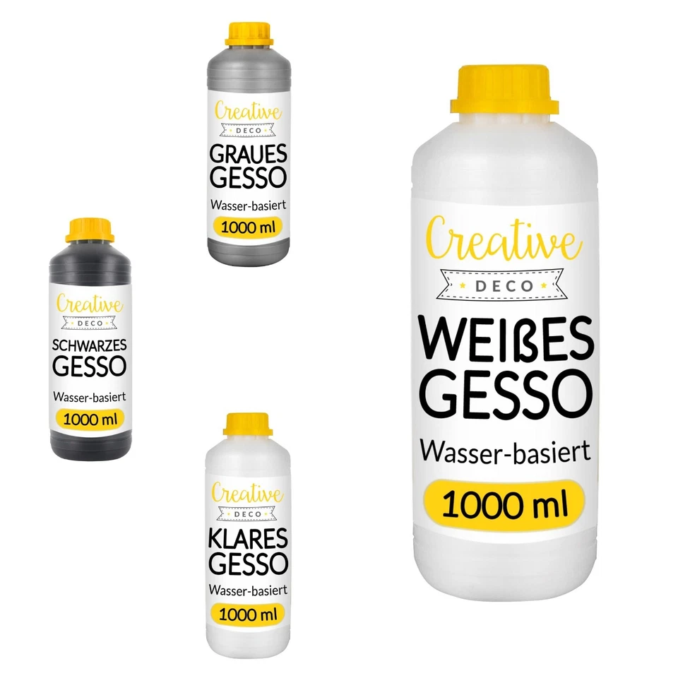 Creative Deco Professional Gesso | 1L | Imprimación para pintura | 4 colores