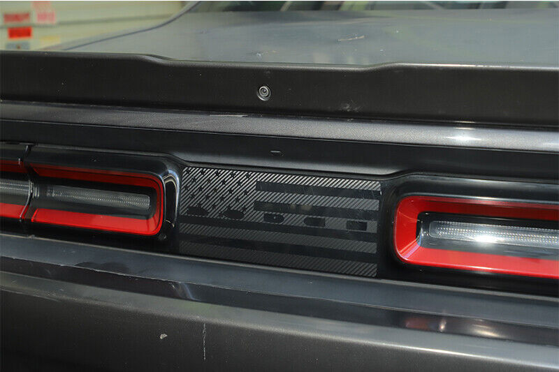 SHINEKA Carbon Fiber Rear Tailgate Center Cover Sticker For Dodge Challenger