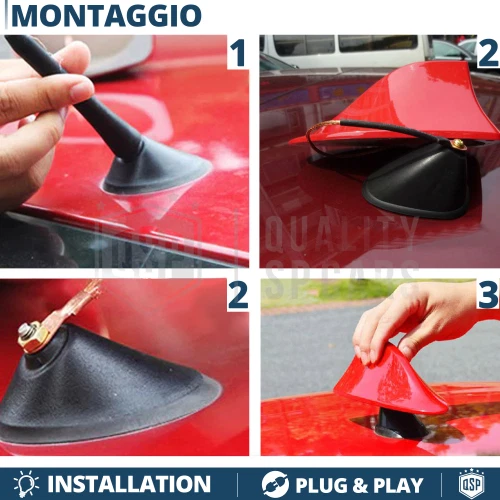 Antenna PINNA DI SQUALO Rossa PER Seat Ibiza Vera Ricezione Radio AM-FM-DAB+ - Immagine 4 di 4