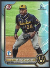2022 Bowman 1st Edition Branlyn Jaraba 1st Sky Blue Foil | Milwaukee Brewers