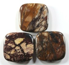 Three 3 Australian Outback Jasper 30mm Square Focal Beads 120 