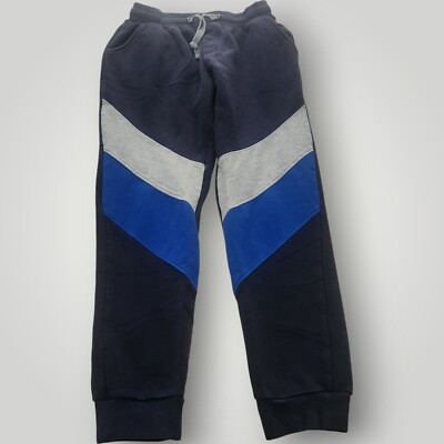 Men's M Gray Navy Blue Colorblock Athletic Jogger Sweatpants Y2K Basic & Kraft