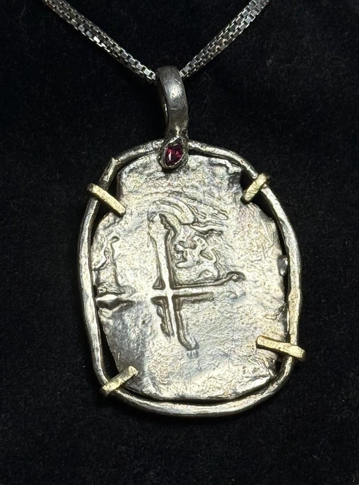 Authentic São José Shipwreck Spanish-Colonial 8-Reales Silver Cob Coin Pendant - Image 2 of 4