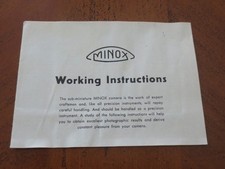 EARLY VINTAGE ORIGINAL MINOX CAMERA 'WORKING INSTRUCTIONS' OWNERS'S MANUAL - EXC