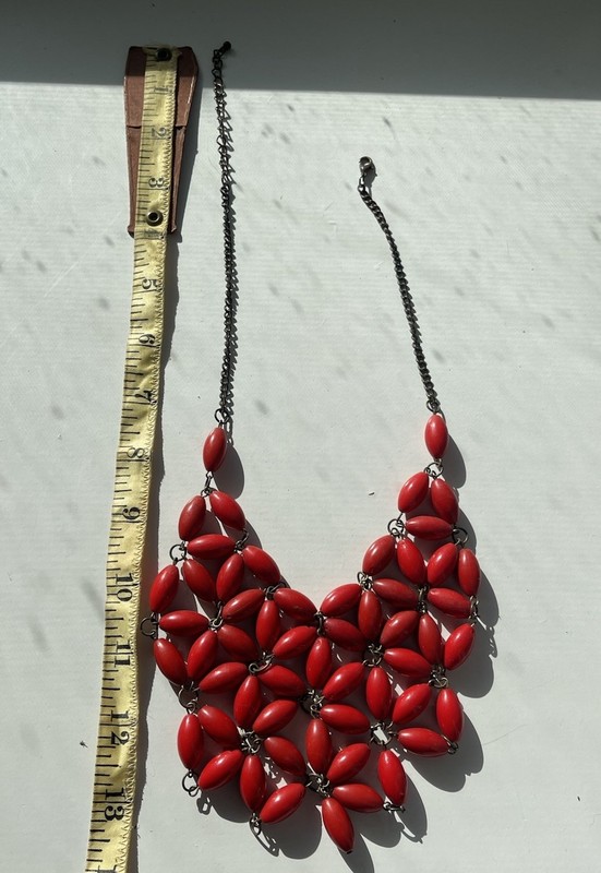 Dark Red/orange Bib Necklace Statement