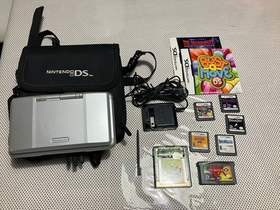 Nintendo DS Original NTR-001 Console Silver   OEM Charger   7 games and Stylus