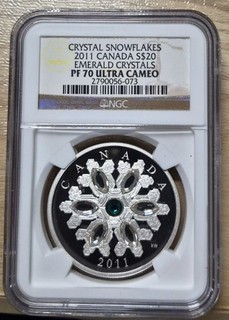 Canada 2011 Crystal Snowflakes $20 Emerald Crystals Silver Coin NGC PF70 UC