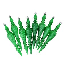 Northlight 8ct Xmas Green Transparent Shatterproof Christmas Finial Ornaments 7"