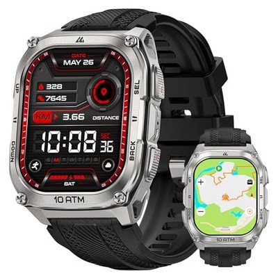  Tank M4 Smart Watch for Men, Full Stainless Steel, GPS & Offline Silver