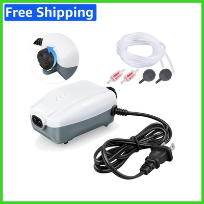 Whisper Quiet Dual Outlet Aquarium Air Pump for 20-100 Gallons - Complete Set