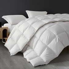 Feather Down Comforter Queen Size, All Season White Duvet Insert, Soft 100 C...