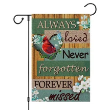 Cardinal Memorial Garden Flag Double Sided Burlap 12x18in Outdoor Cemetery Decor