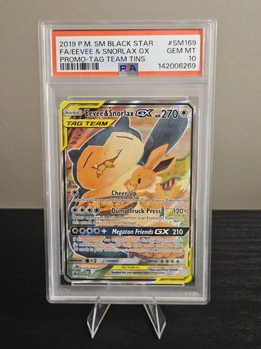 Pokémon TCG Eevee & Snorlax GX Black Star Promo SM169 - PSA 10