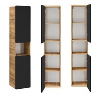 Badezimmer Hochschrank In Matt Anthrazit Eiche BadmöBel Bad Schrank Midischrank