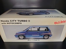 AUTOart 1/18 Honda City Turbo II Blue Model Car with White Motocompo