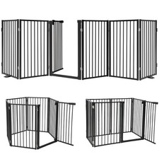 Full Metal Freestanding Dog Gate with Door, 120  W x 32  H Pet Gate with Supp...