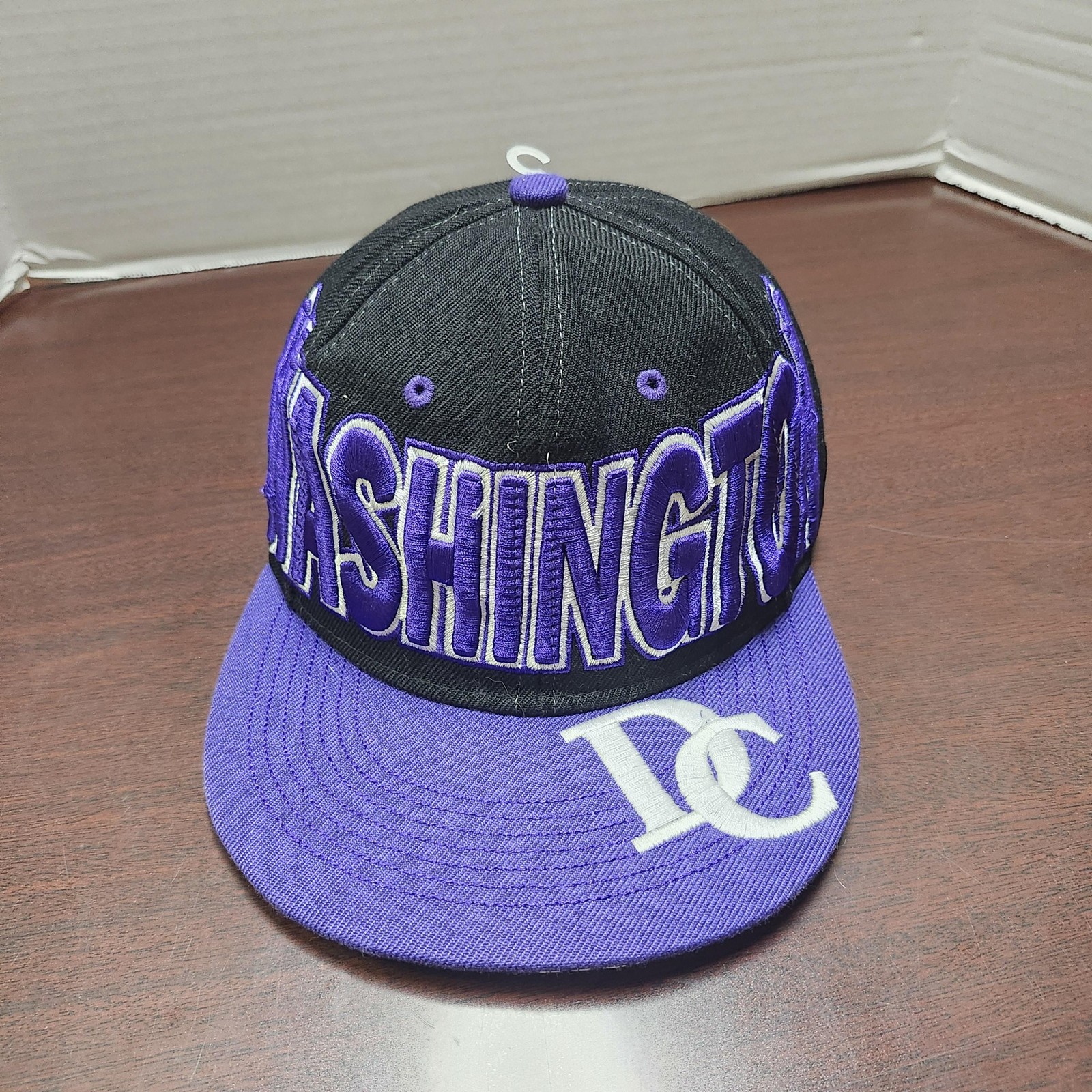 Washington DC Hat Cap Snap Back Mens Black Purple Embroidered Spell Out DC Logo