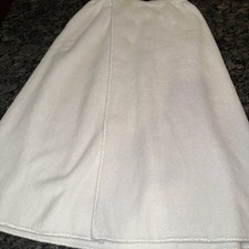 White Plush Terry Bath Wrap Robe buttonClosure Adjustable Spa Shower Towel 628