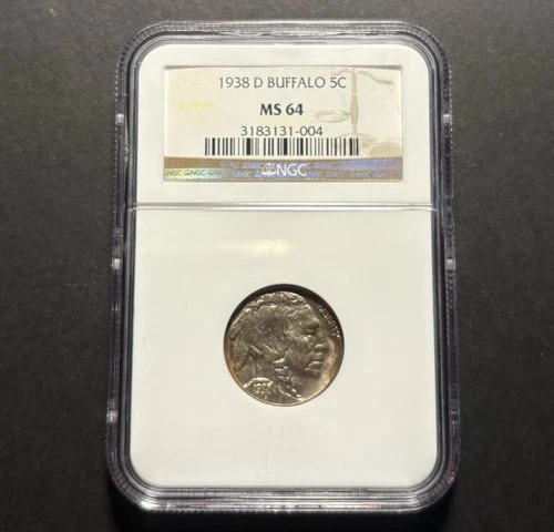 1938-D Buffalo Nickel — NGC MS64 🔥 Last Year Of The Series