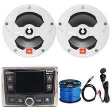 Infinity Bluetooth Radio, 2x 6.5" White Speakers, Wire, Antenna, AUX Interface