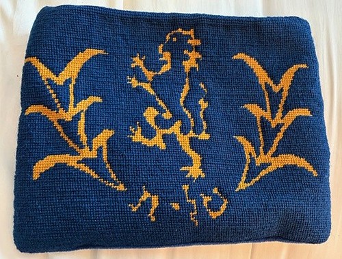 Vintage Jewish Tallit/Tallis (Prayer Shawl) Blue Needlepoint & Velvet Bag Pouch