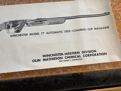 Winchester Olin MFG  Model 77 Rifle Patent Original Promotional Print