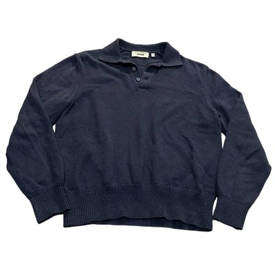 Buck Mason Seafarer Rugby Polo Sweater Cool Gray Pilling Large Read