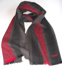 AUTENTICA SCIARPA/FRANGE LUNGA COACH UOMO MISTO LANA/CASHMERE MARRONE-ROSSO - MOLTO ELEGANTE
