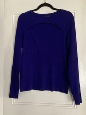 I.n.c. Women's Neck CutOut Long-Sleeve Top Blue Sz L