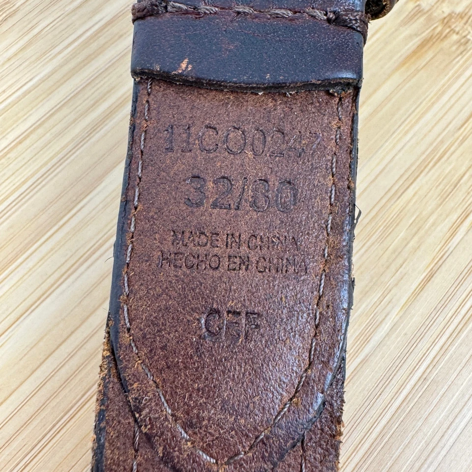 Cinturón Columbia Para Hombre Vintage Cuero Marrón Algodón Baja Talla 32/80 Envejecido Años 90 Foto 3 de 4