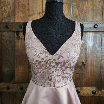 City Studio Pink Sequin Bodice Tiered Satin Fit & Flare Homecoming Dress Corset