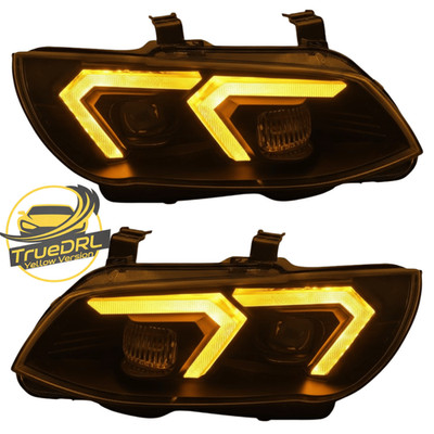 Xenon Scheinwerfer Set Schwarz für BMW 3er E92 E93 LCI 2010 2013 gelbes DRL