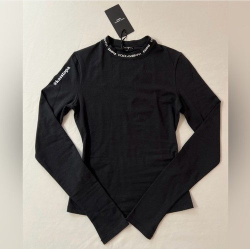 DOLCE&GABBANA X SKIMS COTTON JERSEY LONG SLEEVE T-SHIRT | ONYX SMALL