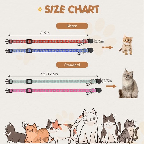 16 PCS Breakaway Cat Collars with Bells Reflective Cat Collar Safety Nylon Ki... - Picture 6 of 7