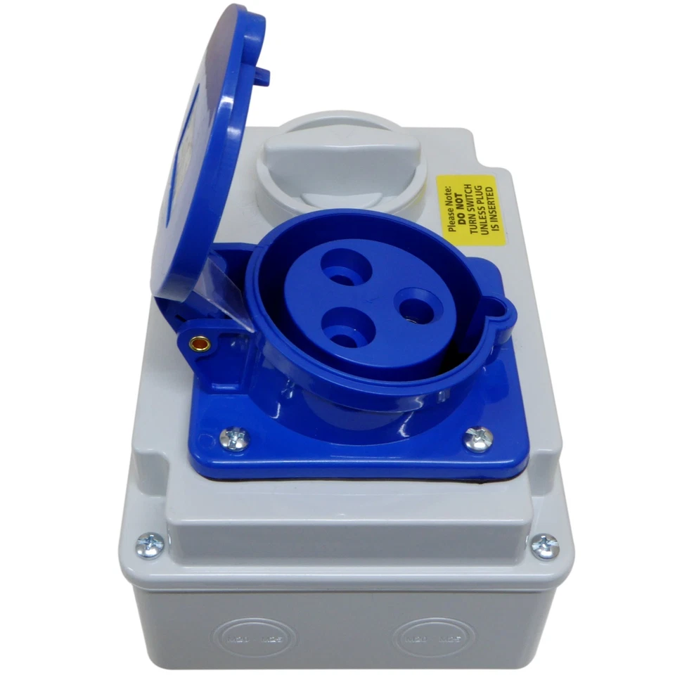 32 Amp 3 Pin 240v Blue Socket Interlocked IP44 32A Suits EV Charger Caravan - Image 4 of 4
