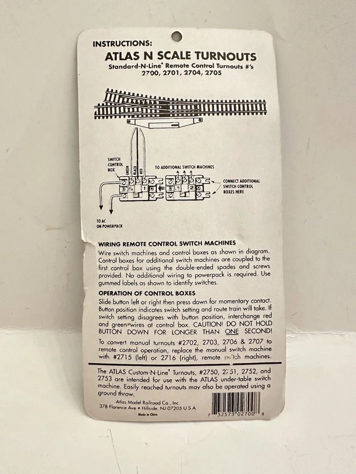 Atlas 2700 N Scale Standard Switch No 4-Left Remote - Image 2 of 2