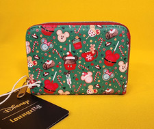 Loungefly Disney Mickey Mouse Holiday Christmas Sweet Treats Zip Wallet NEW