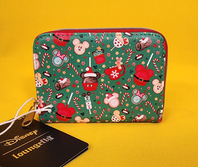 Loungefly Disney Mickey Mouse Holiday Christmas Sweet Treats Zip Wallet NEW