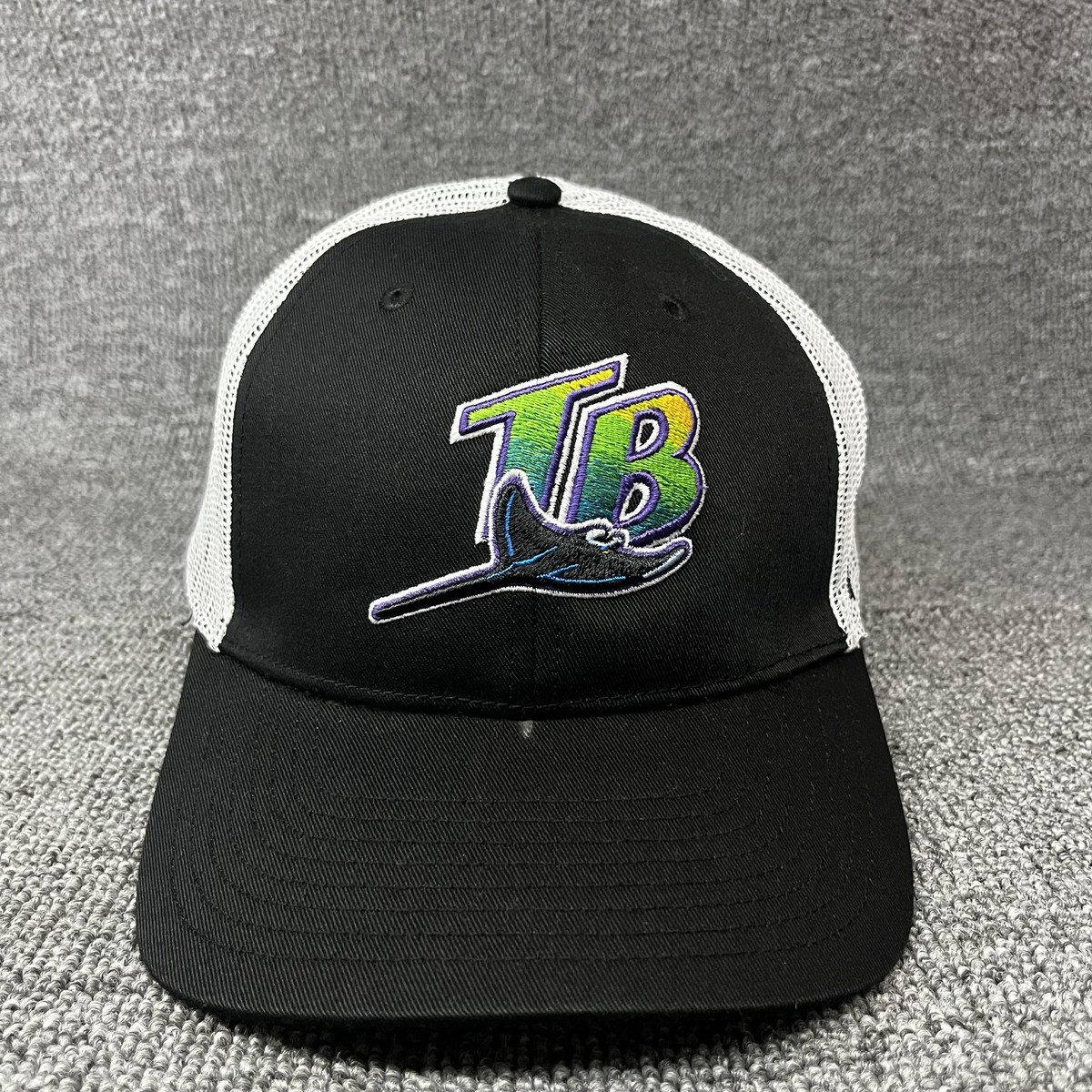 Tampa Bay Rays '47 Brand Trawler Trucker Hat Black White Gradient Adjustable