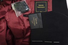 Sartoria Partenopea Solid Black S120s Wool 2 Pc Suit Jacket Pants 50L NEW