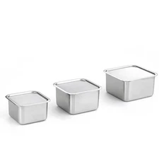CuBE High 3PCS Set Stainless Steel Food Storage Containers With Lids and 3 Ne...