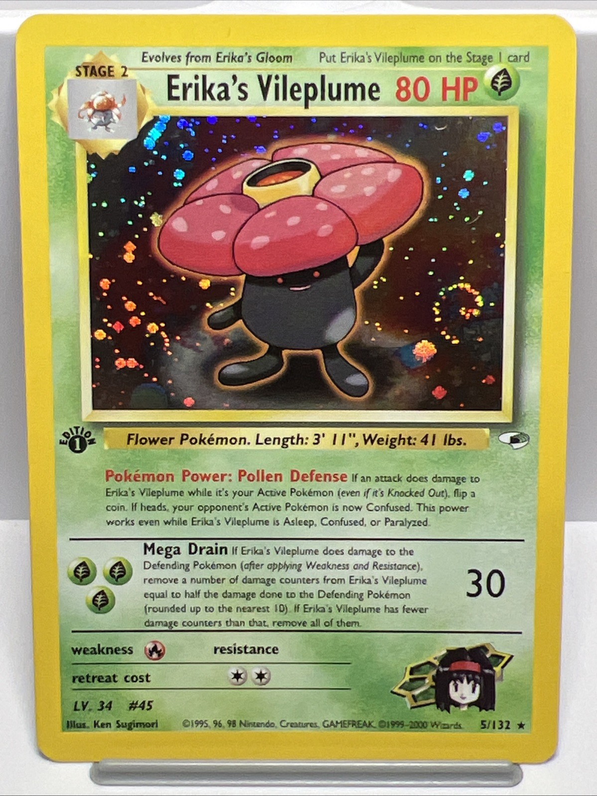 Erika's Vileplume 2000 Gym Heroes #005/132 1st Edition Holo