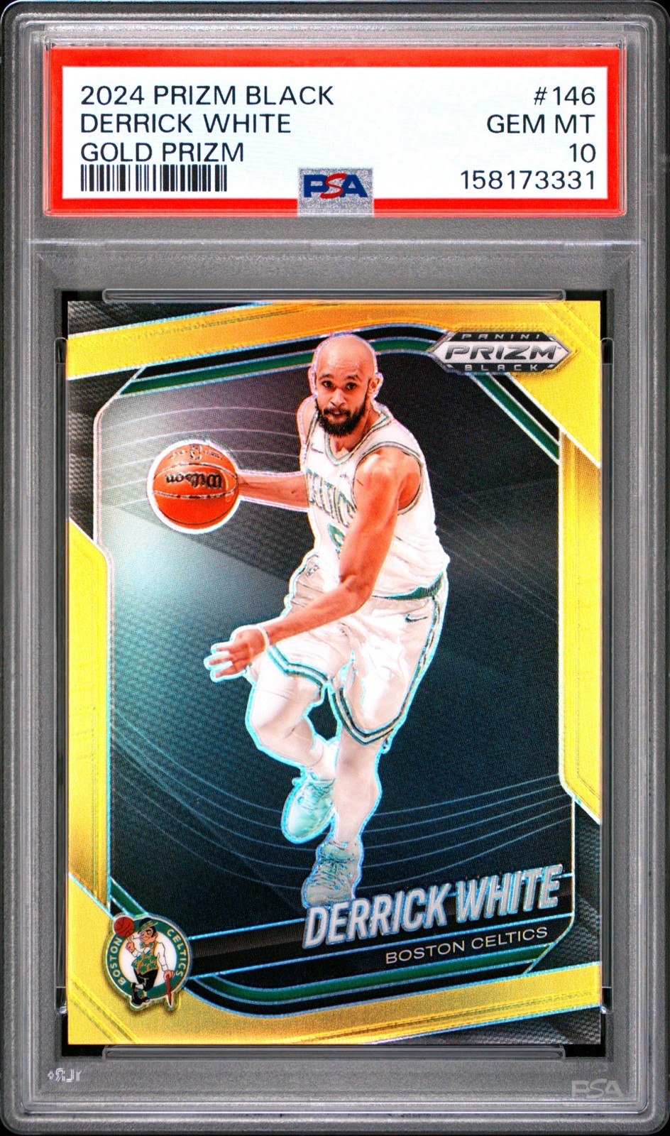 2024-25 Panini Prizm Black Derrick White #146 Gold Prizm /10 PSA 10