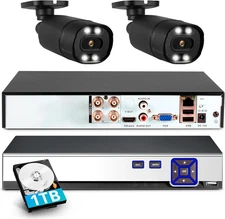 4CH H.265+ 5MP Lite DVR 1080P Outdoor CCTV Home Security Camera System 1TB Kit