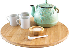 14 Inch Bamboo Lazy Susan Turntable for Kitchen  Table Top