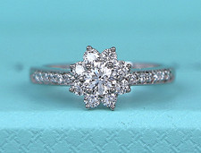 Tiffany  Co Platinum Round Diamond Flora Flower Halo Engagement Ring Size 5.5