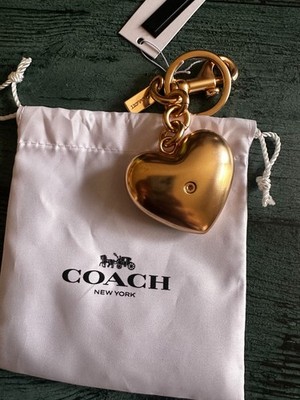 NWT Coach Rainbow Heart Metal Bag Charm Keychain Fob CAX71 Brass